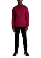 Karl Lagerfeld Paris Men's Signature Logo Long Sleeve Knit Johnny Collar Polo Shirt - Wine