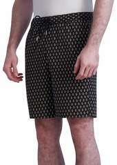 "Karl Lagerfeld Paris Men's Slim-Fit Diamond-Grid Logo-Print 7-1/2"" Drawstring Shorts, Created for Macy's - Brown"