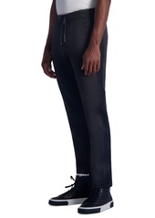 Karl Lagerfeld Paris Men's Slim Fit Heavyweight Fleece Mesh Trim Scuba Pants, Created for Macy's - Black