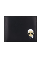 Karl Lagerfeld Paris Men's Split/Bubble Leather Karl Character Head Logo Billfold Wallet