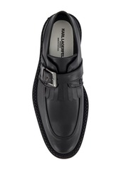 Karl Lagerfeld Paris Men's White Label Monk Strap Moc Toe with Fringe Shoes - Wine