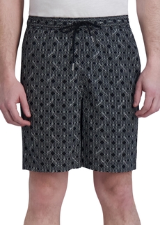 Karl Lagerfeld Paris Men's Woven Geometric Shorts, Created for Macy's - Blk/wht