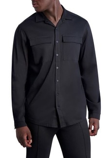 Karl Lagerfeld Paris Mercerized Cotton Button-Up Shirt in Black at Nordstrom