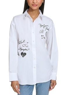 Karl Lagerfeld Paris Message Button Front Shirt