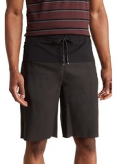 Karl Lagerfeld Paris Mixed Media Drawstring Cargo Shorts