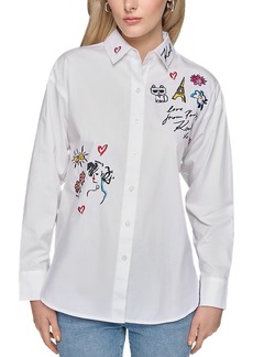 Karl Lagerfeld Paris Oversized Whimsy Button Up Shirt