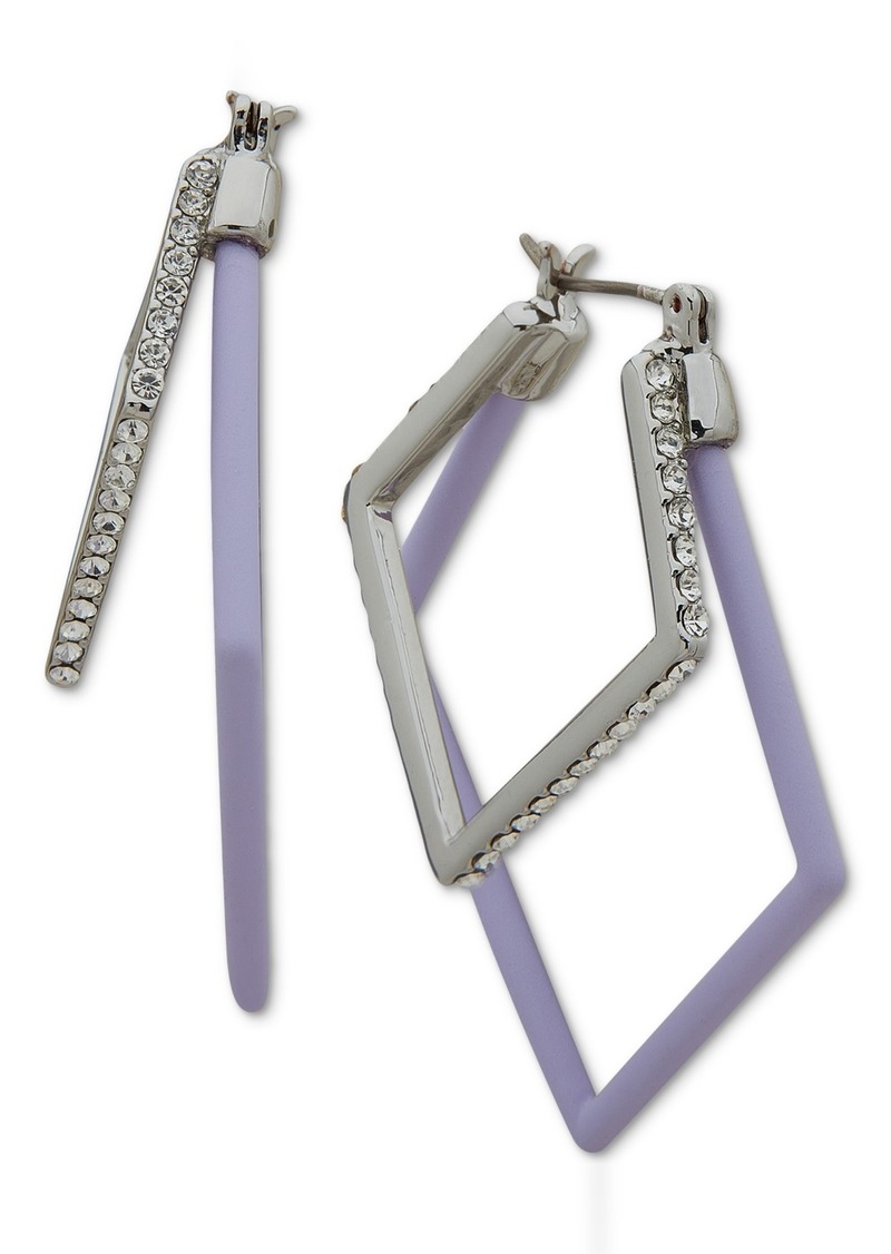 Karl Lagerfeld Paris Pave & Color Geometric Nested Hoop Earrings - Purple