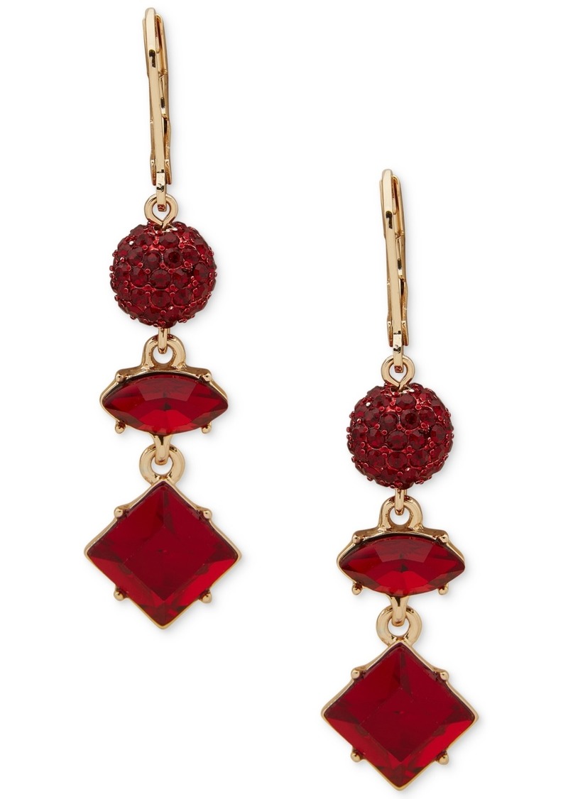 Karl Lagerfeld Paris Pave Fireball & Mixed-Cut Crystal Triple Drop Earrings - Bright Red