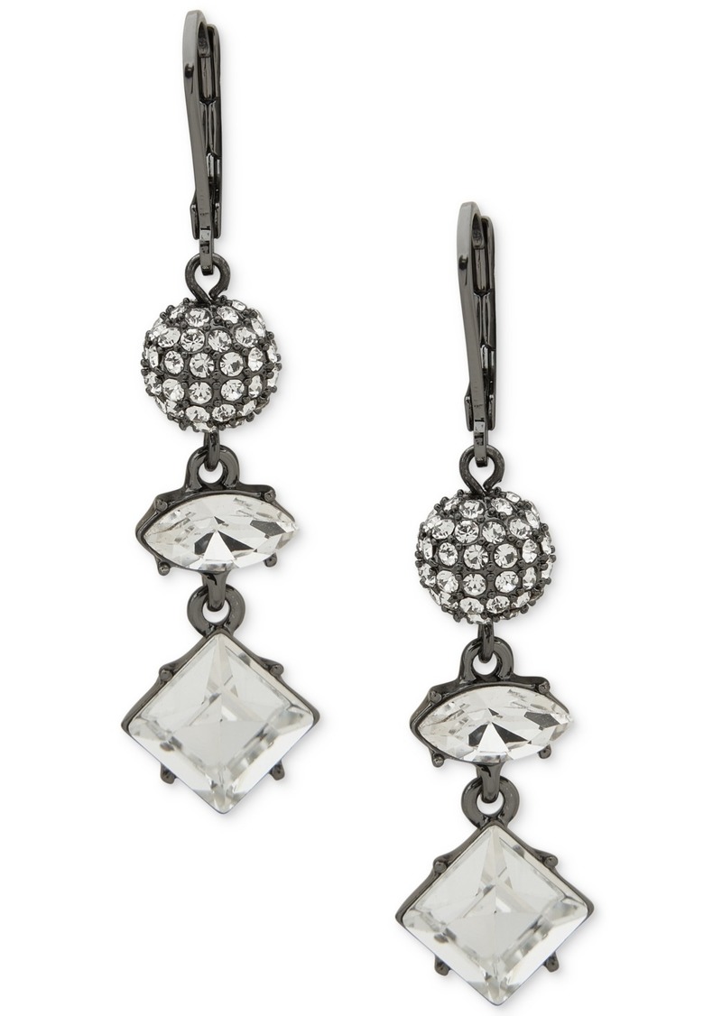 Karl Lagerfeld Paris Pave Fireball & Mixed-Cut Crystal Triple Drop Earrings - White