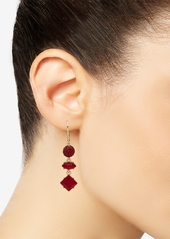 Karl Lagerfeld Paris Pave Fireball & Mixed-Cut Crystal Triple Drop Earrings - Bright Red