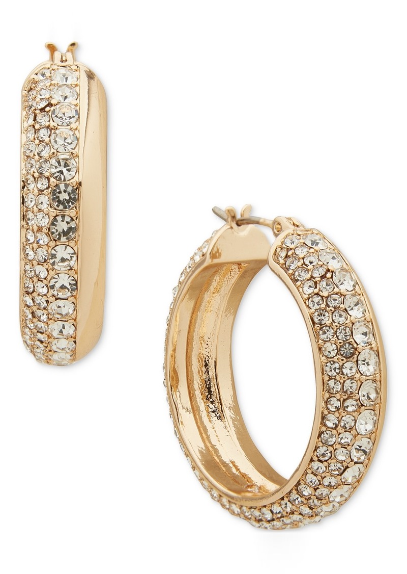 "Karl Lagerfeld Paris Pave Small Hoop Earrings, 0.85"" - Gold"