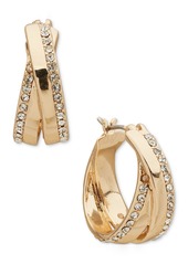 "Karl Lagerfeld Paris Pave Twist Small Hoop Earrings, 0.62"" - White"