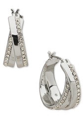 "Karl Lagerfeld Paris Pave Twist Small Hoop Earrings, 0.62"" - White"