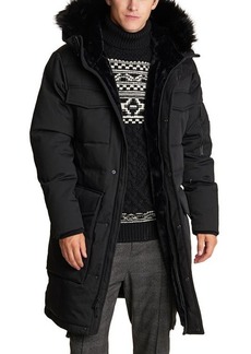 Karl Lagerfeld Paris Plaid Down & Feather Parka in Black at Nordstrom