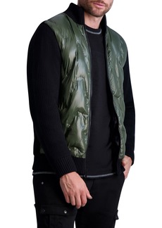 Karl Lagerfeld Paris Quilted Front Zip Jacket in Black/Olive at Nordstrom Rack