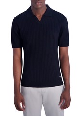 Karl Lagerfeld Paris Ribbed Johnny Collar Polo Sweater in Black at Nordstrom Rack