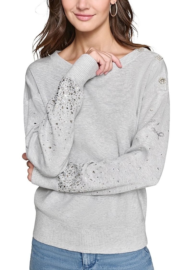 Karl Lagerfeld Paris Sequin Sleeve Sweater