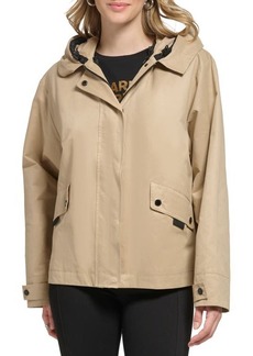 Karl Lagerfeld Paris Short Topper Jacket with Removable Lining in Khaki at Nordstrom
