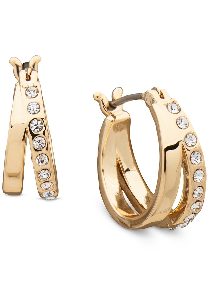 "Karl Lagerfeld Paris Extra-Small Pave Split Hoop Earrings, 0.49"" - Gold"