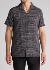 Karl Lagerfeld Paris Slim Fit Short Sleeve Button-Up Camp Shirt