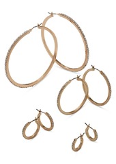 "Karl Lagerfeld Paris Small Pave Hoop Earrings, 0.54"" - Gold"