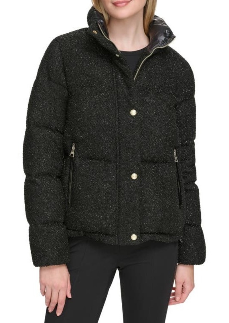 Karl Lagerfeld Paris Sparkle Down & Feather Fill Puffer Jacket
