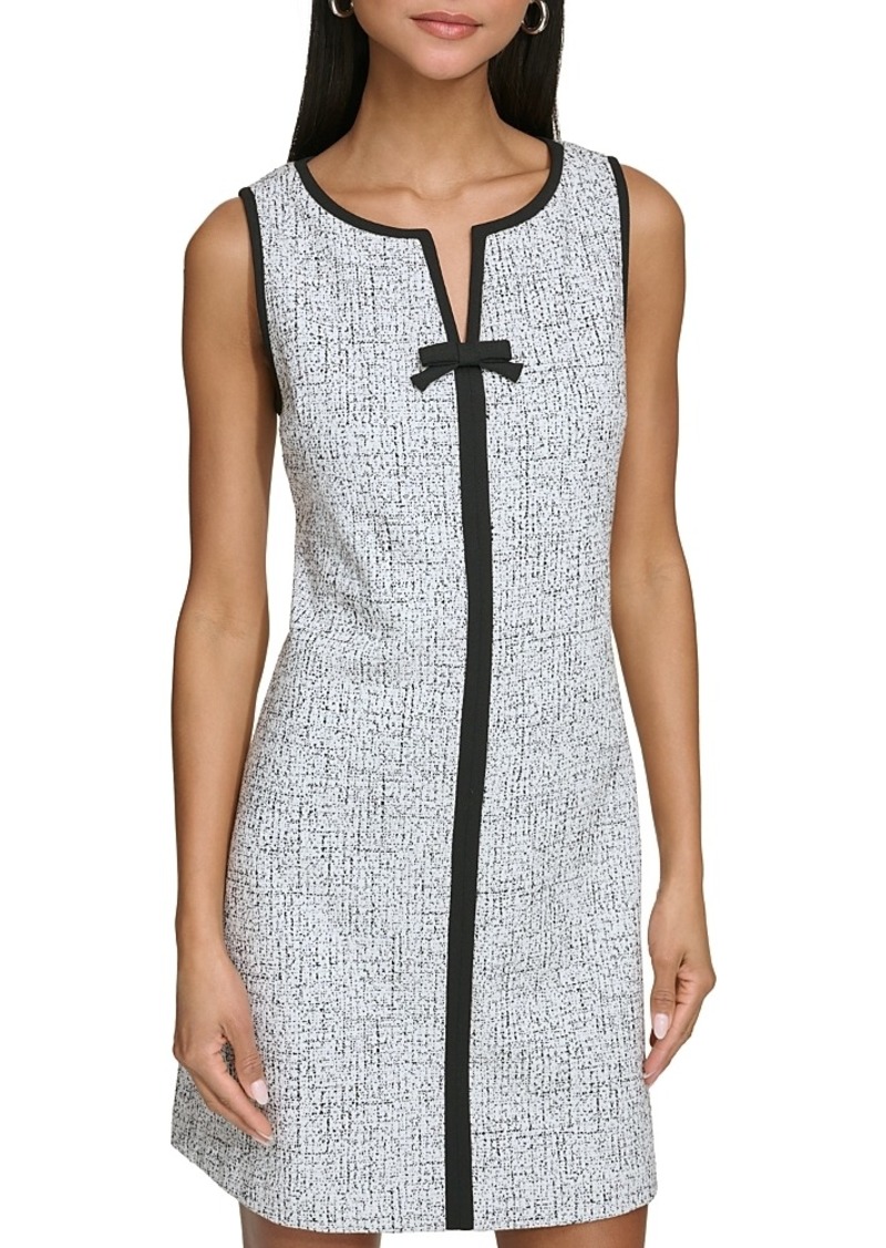 Karl Lagerfeld Paris Speckled Bow Front Sheath Dress