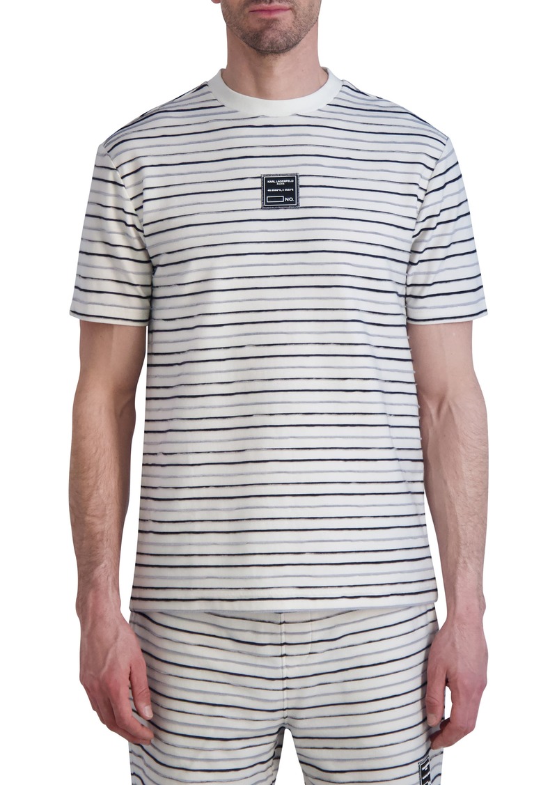 Karl Lagerfeld Paris Stripe Texture T-Shirt in White at Nordstrom Rack