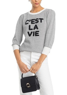 Karl Lagerfeld Paris Striped C'est La Vie Sweater