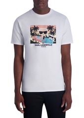 Karl Lagerfeld Paris Surfer Karl & Choupette Graphic Print T-Shirt in White at Nordstrom Rack