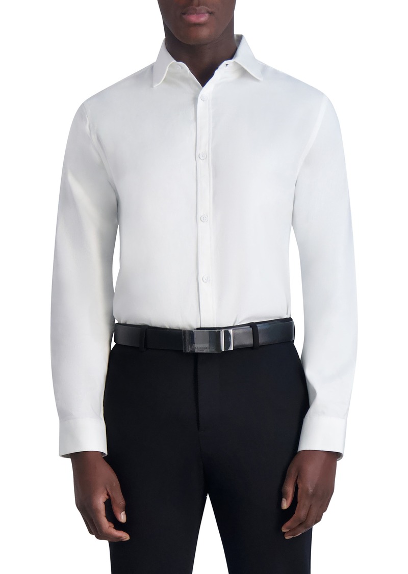 Karl Lagerfeld Paris Textured Twill Slim Fit Dress Shirt in White at Nordstrom Rack