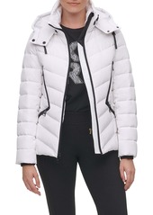 Karl lagerfeld paris contrast discount maxi belted hooded puffer coat