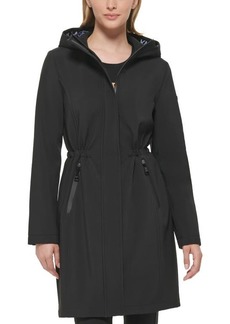 Karl Lagerfeld Paris Water Resistant Hooded Raincoat in Black at Nordstrom