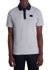 Karl Lagerfeld Paris Wavy Texture Performance Polo in White/Black at Nordstrom Rack