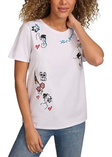 Karl Lagerfeld Paris Whimsy Embroidered Logo Tee