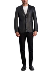 Karl Lagerfeld Paris White Label Men's Coated Faux-Leather Peak-Lapel Blazer - Black