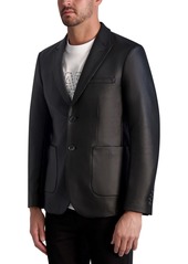 Karl Lagerfeld Paris White Label Men's Coated Faux-Leather Peak-Lapel Blazer - Black