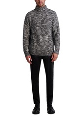 Karl Lagerfeld Paris White Label Men's Oversized Marled Turtleneck Sweater - Black/white