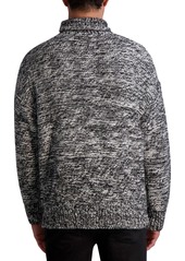 Karl Lagerfeld Paris White Label Men's Oversized Marled Turtleneck Sweater - Black/white