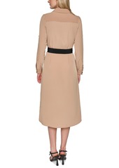 Karl Lagerfeld Paris Women's Belted Midi Shirtdress - Cartouche