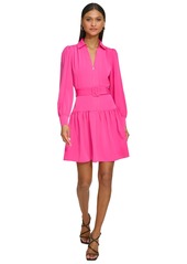 Karl Lagerfeld Paris Women's Belted Shirtdress - Fuschia