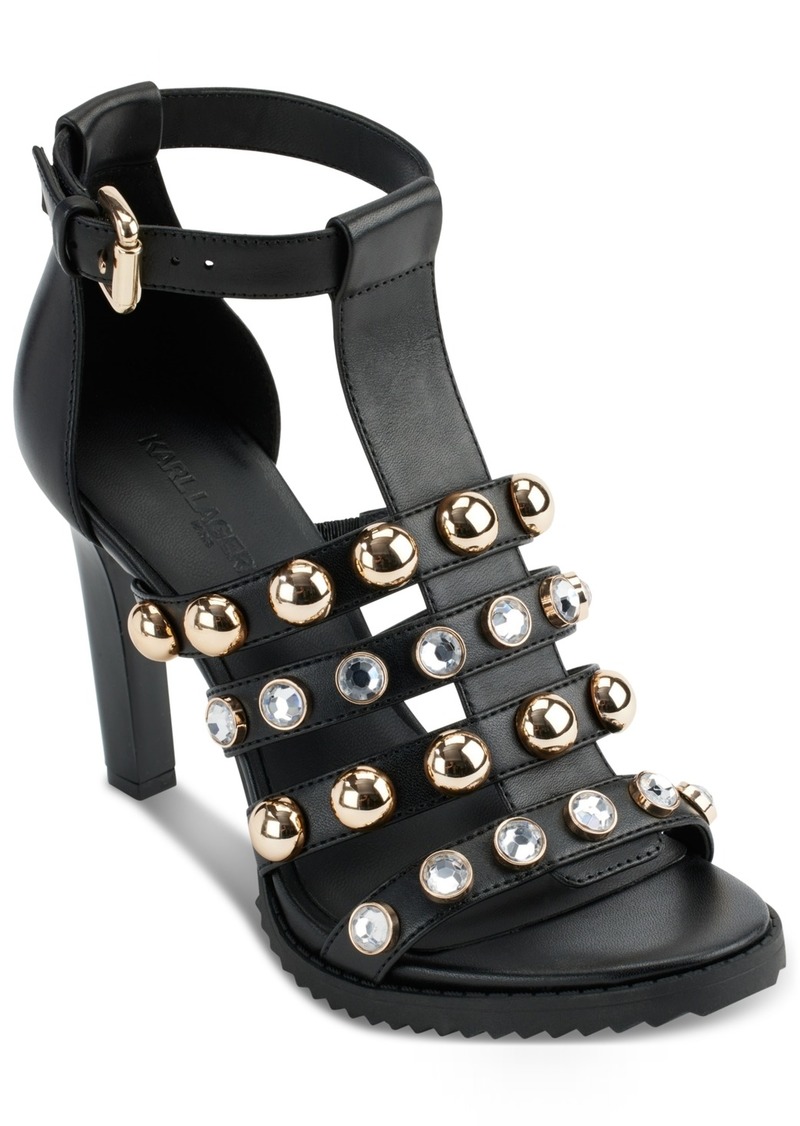 Karl Lagerfeld Paris Women's Brexton Dress Sandals - Black/gunmetal