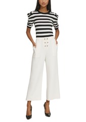 Karl Lagerfeld Paris Women's Button-Front Ankle Pants - Soft White