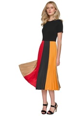 Karl Lagerfeld Paris Women's Colorblocked Pleated Midi Dress - Black Multi