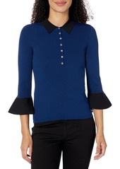 Karl Lagerfeld Paris Women's Contrast Collar and Cuff Sweater