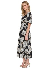 Karl Lagerfeld Paris Women's Cotton Tie-Neck Dress - Blck Multi