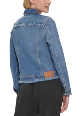 Karl Lagerfeld Paris Women's Denim Jacket with Patches - Cool Blue