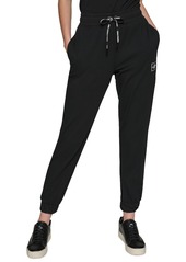 Karl Lagerfeld Paris Women's Drawstring-Waist Mesh-Trim Joggers - Black