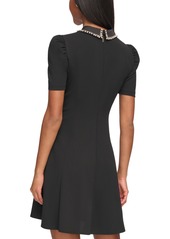 Karl Lagerfeld Paris Women's Embellished-Collar Dress - Black