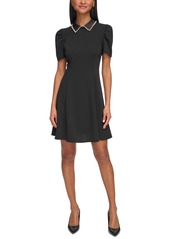 Karl Lagerfeld Paris Women's Embellished-Collar Dress - Black